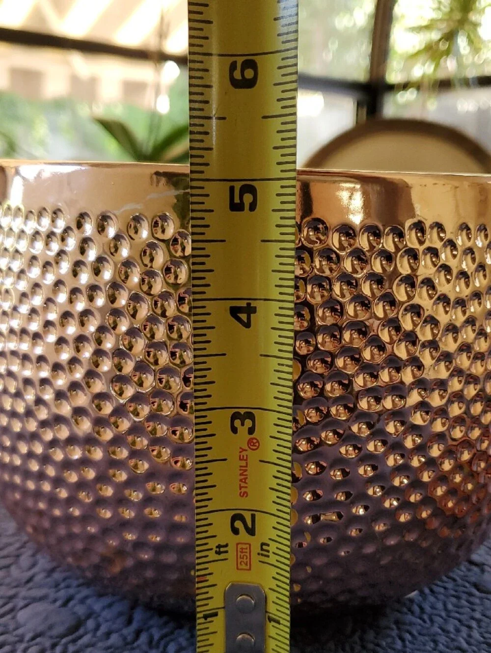 Decorative Textured Metallic Bowl - Rose Gold Finish